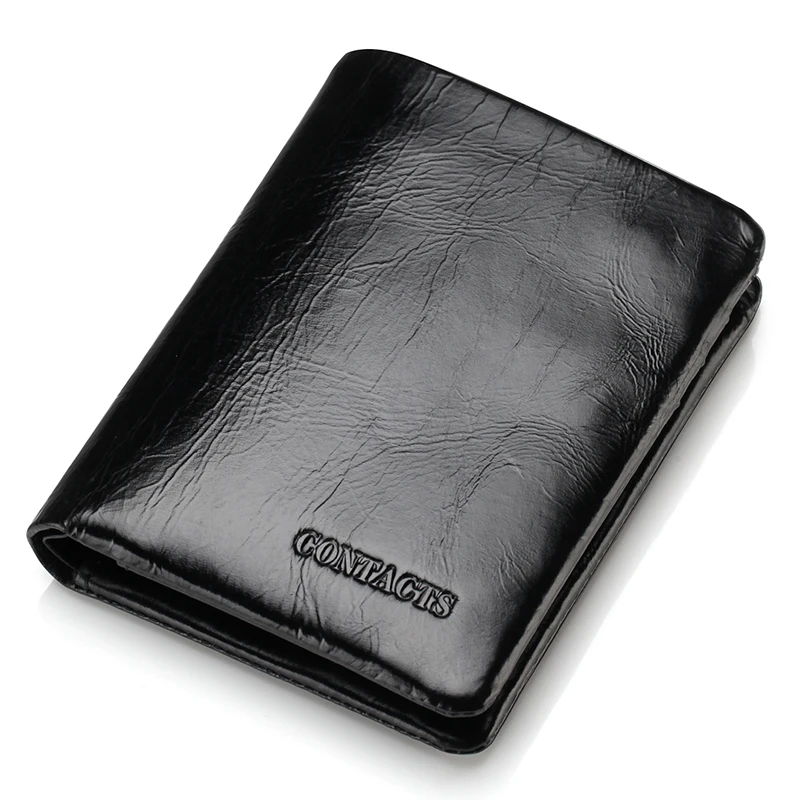 CONTACT'S حار بيع جلد أصلي للرجال مخلب محافظ بطاقة حالة رجل حاملي بطاقات محفظة 3 نمط محفظة مع عملة جيب أسود