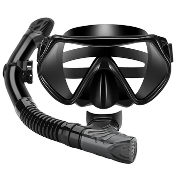 

Snorkeling Goggles Adult Scuba Diving Mask Tube Set Snorkeling Mask Goggles Glasses Swimming Easy Breath Dry Snorkel(Black)