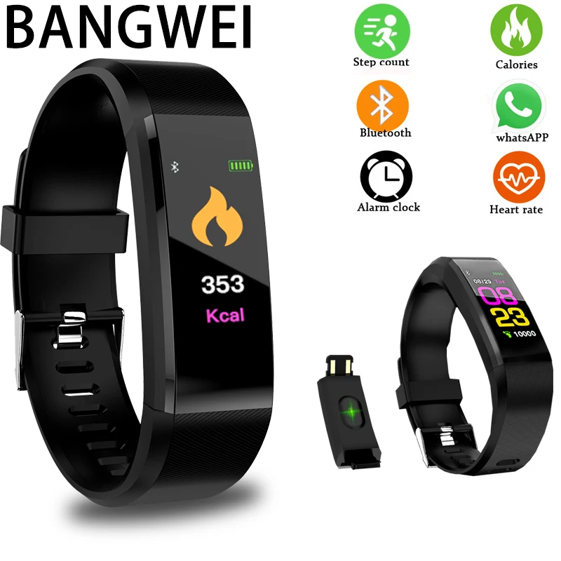 

BANGWEI 2019 Brand Smart Sport Watch Men women Wristwatch Heart rate blood pressure monitoring Health Smartwatch For Android IOS