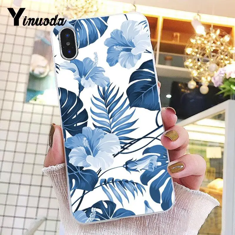 Мягкий чехол для телефона Yinuoda с изображением природы пальмы листьев кактуса черного цвета из ТПУ для iPhone 8 7 6 6S Plus X XS MAX 5 5S SE XR 10 - Цвет: A7