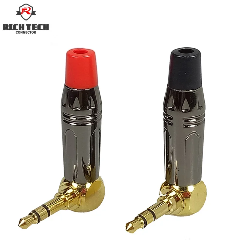 

50pcs/25pairs Jack 3.5mm 3Poles Elbow Gold Plated Speaker Plug Wire Adapter Right Angle Male Plug 3.5 mm