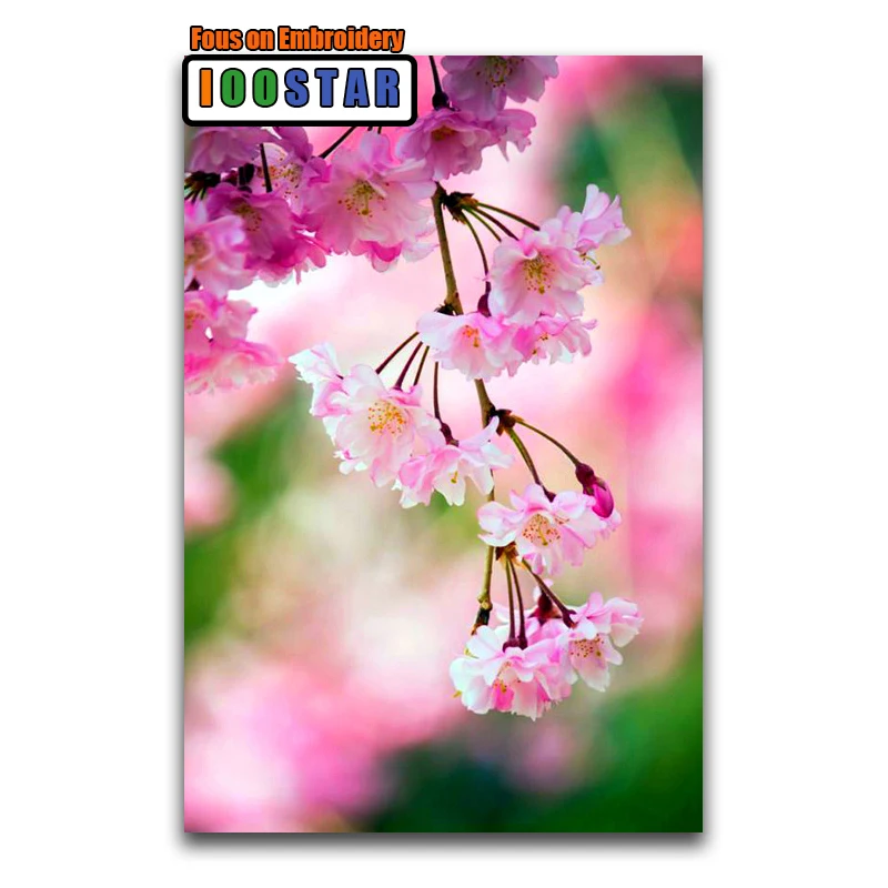 

Full Square Diamond painting tree DIY 3d Diamond mosaic Pink peach Full Round Diamond embroidery Cross stitch flowers