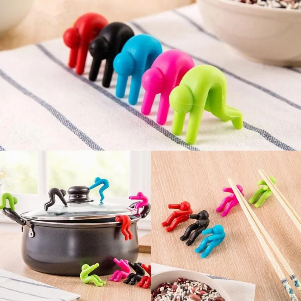 Buy 2pcs/set Multi functional Silicone Pan Pot Clips Small Man Shape Lids