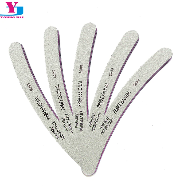 5Pcs Grey Acrylic Nail File 80/80 Nail Art Buffer Sanding Nails File Salon Glitter Sandpaper DIY