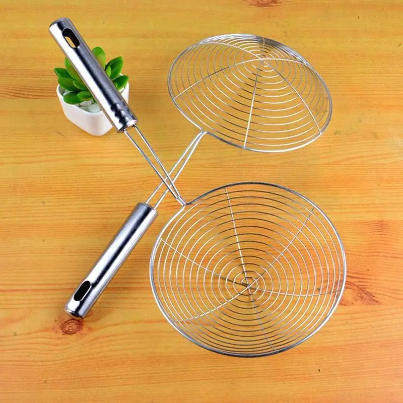 1pcs Skimmer Oval Fine Mesh Stainless Steel Food Oil Pot Strainer Ladle