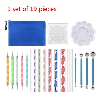 

19PCS Mandala Dotting Tools Set Pen Dotting Tools Mandala Stencil Ball Stylus Paint Tray for Painting Rocks, Coloring, Drawing a