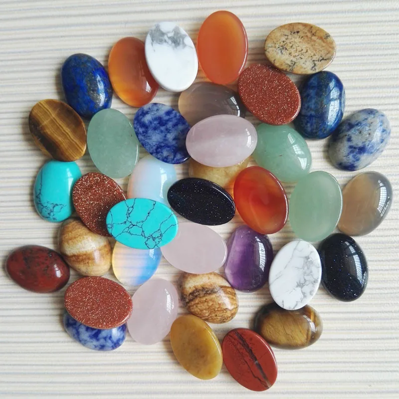 Natural Gemstone Assorted Oval Stone Loose Beads For Jewelry Making 15" in Lots 