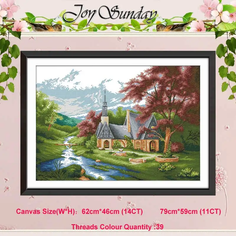 

Church painting counted 11CT 14CT Scenery Cross Stitch Set DIY DMC Chinese Cross-stitch Kit Embroidery Needlework Home Decor