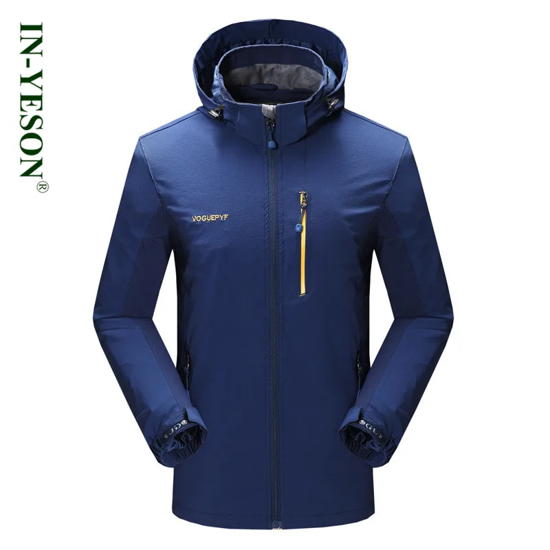 

2017 New Spring Autumn Outdoor Windbreaker Jacket Men Brand IN-YESON Waterproof Keep Warm Camping Hiking Hooded Jacket Coat