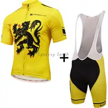 Лев Фландрии национальная команда короткий рукав Велоспорт Джерси нагрудник шорты комплект одежды MTB велосипед ropa ciclismo Майо гель pad