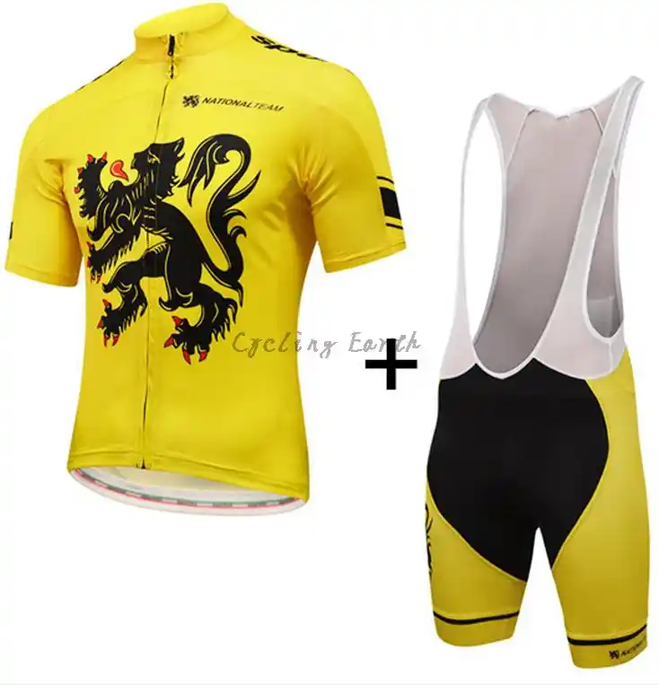 New Yellow Blue Cycling Jersey Bib Shorts Kits Short Sleeve Shirt Pad shorts Set