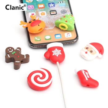 

Merry Christmas USB cable protector for iphone Santa Claus Christmas tree cable bite chompers gifts phone accessories