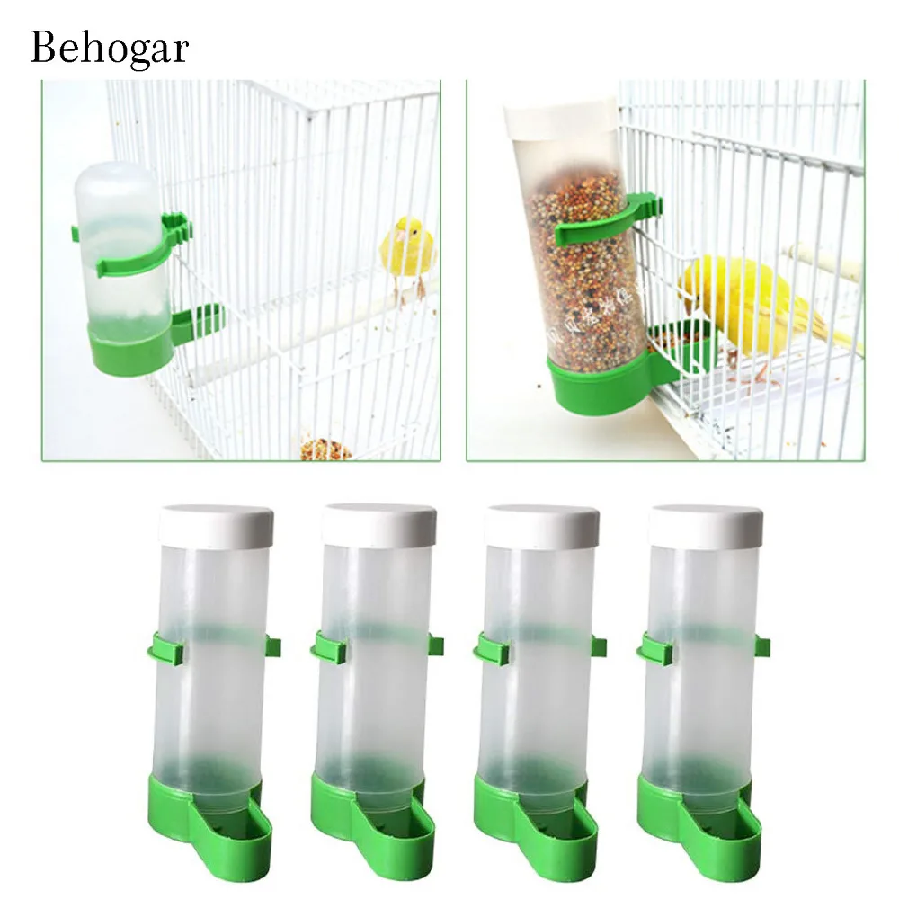 

Behogar 4pcs Bird Water Drinker Food Feeder Dispenser Bottle Drinking Cup Bowls for Pet Parrot Budgie Lovebirds Cockatiel Cage