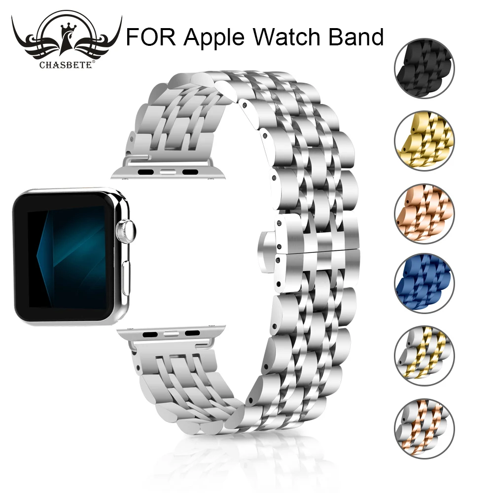 

Stainless Steel Strap for Apple Watch Band 38mm 42mm 7 Links Bracelet Smart Watch Strap for Apple Watch Series 1 2 3 4 40mm 44mm