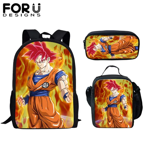 FORUDESIGNS/3 комплекта детский школьный рюкзак Dragon Ball Goku Z Веджета супер сайян принт Детский Рюкзак Школьный для подростков студентов мальчиков - Color: H12648CGK
