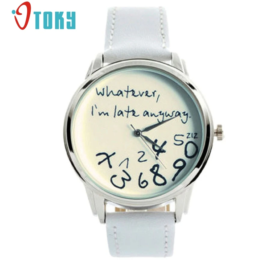 

OTOKY Funny Whatever,I'm Late Anyway Printed Women Analog Quartz Wrist Watch #20 Gift 1pc