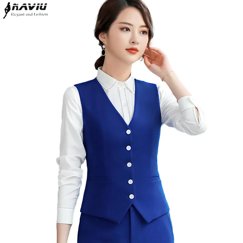 Spring professional vest women OL fashion formal V neck slim vest coat office ladies Business