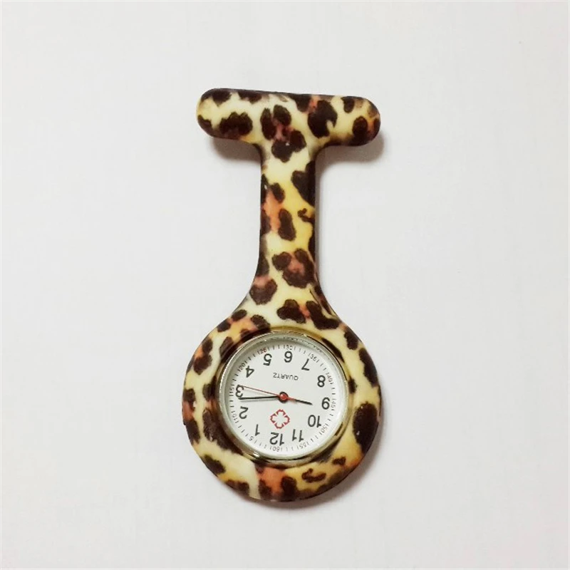 2016 New Nurses Doctor Fob Watch Brooches Silicone Leopard Tunic Batteries Medical Nurse Watch 5