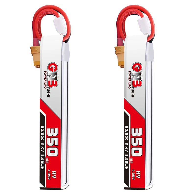 

2PCS GNB 350mAh 3S 11.4V 30C/60C HV Lipo battery XT30 Plug for FullSpeed TinyLeader whoop 3S Drone Beta75X RC Drone FPV Racing