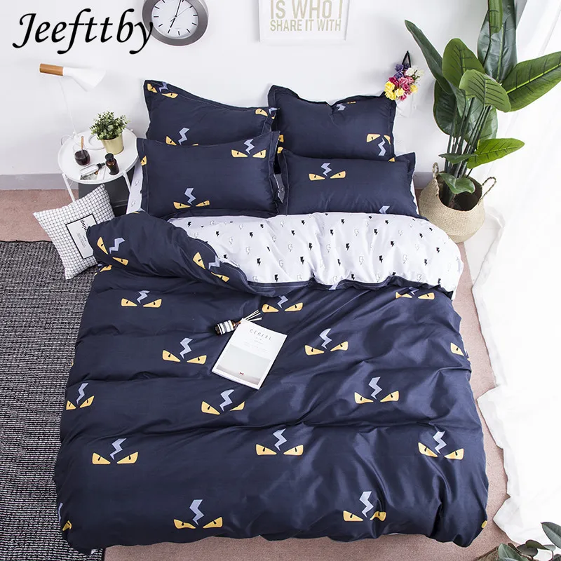 

Home Textile Cartoon Little Monster Bedding Sets Girls Gray Bed Sheet Duvet Cover Pillowcase Child Teen Bed Linen 3/4pcs