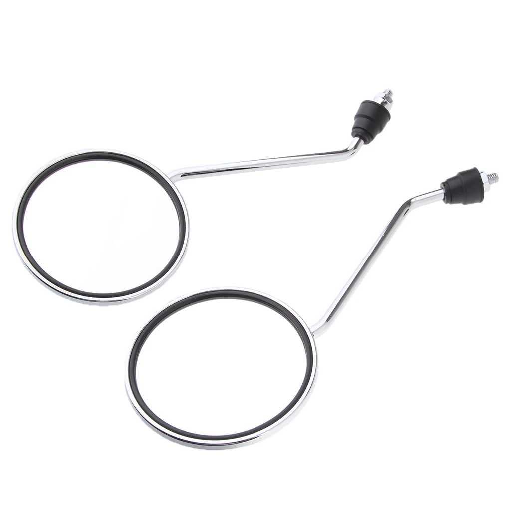 1 Pair Chrome Round Rearview Side Mirrors for Motorcycle Scooter 8mm Motorcycle Round Rear View Mirrors