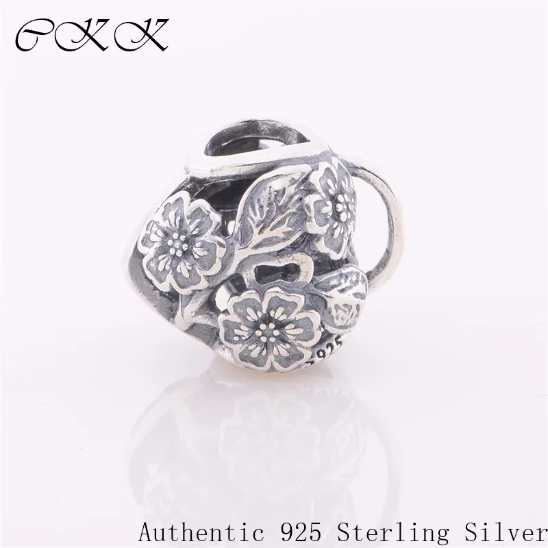 

Beads 100% 925 Sterling Silver Openwork floral heart padlock Beads for Jewelry Making Fit Bracelets DIY FL084