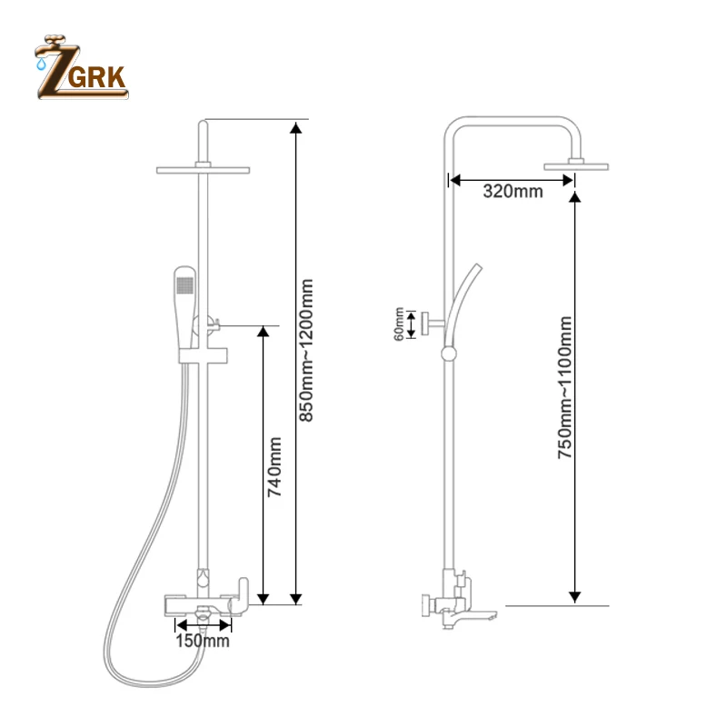 ZGRK набор для душа, смесители для душа, смеситель для ванной комнаты, кран для душа с верхним распылителем, кран для мытья под старину, Душевая система