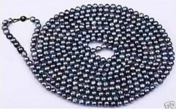 

free shipping Noble jewelry gorgeous roundAAA 8-9mm Tahitian peacock blue pearl necklace 48inch