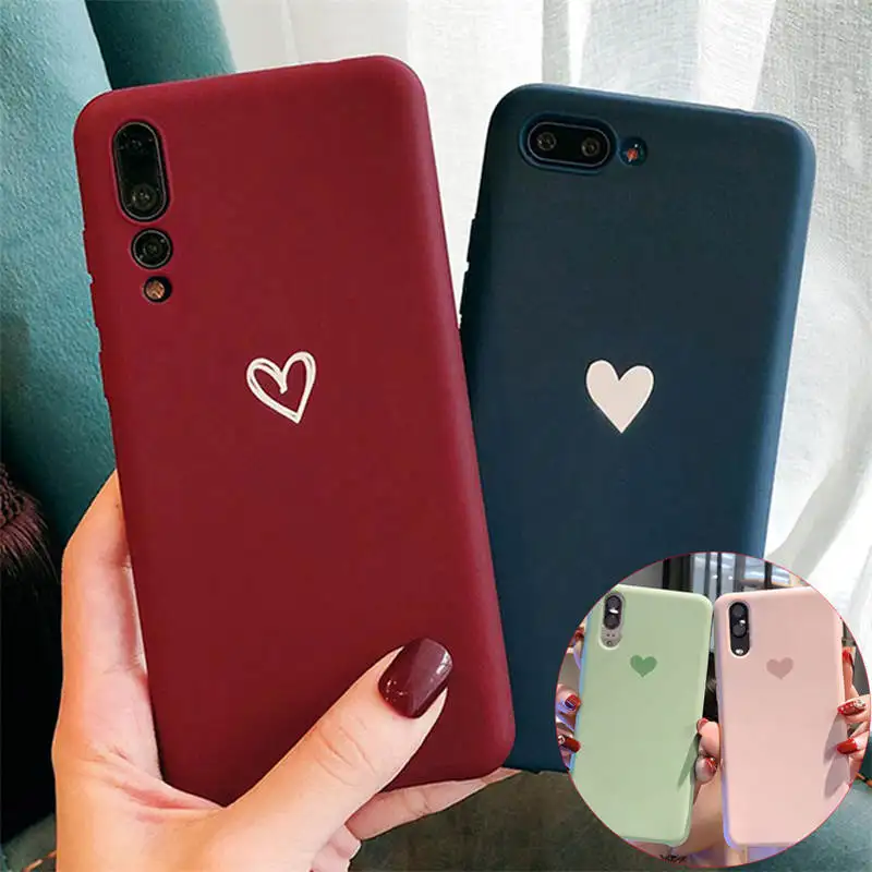 

Love Heart Pattern Soft Silicone Cover Case free Tempered Glass for Huawei P30 P20 Pro P10 Plus P9 P8 Lite 2017 Mate 9 10 20