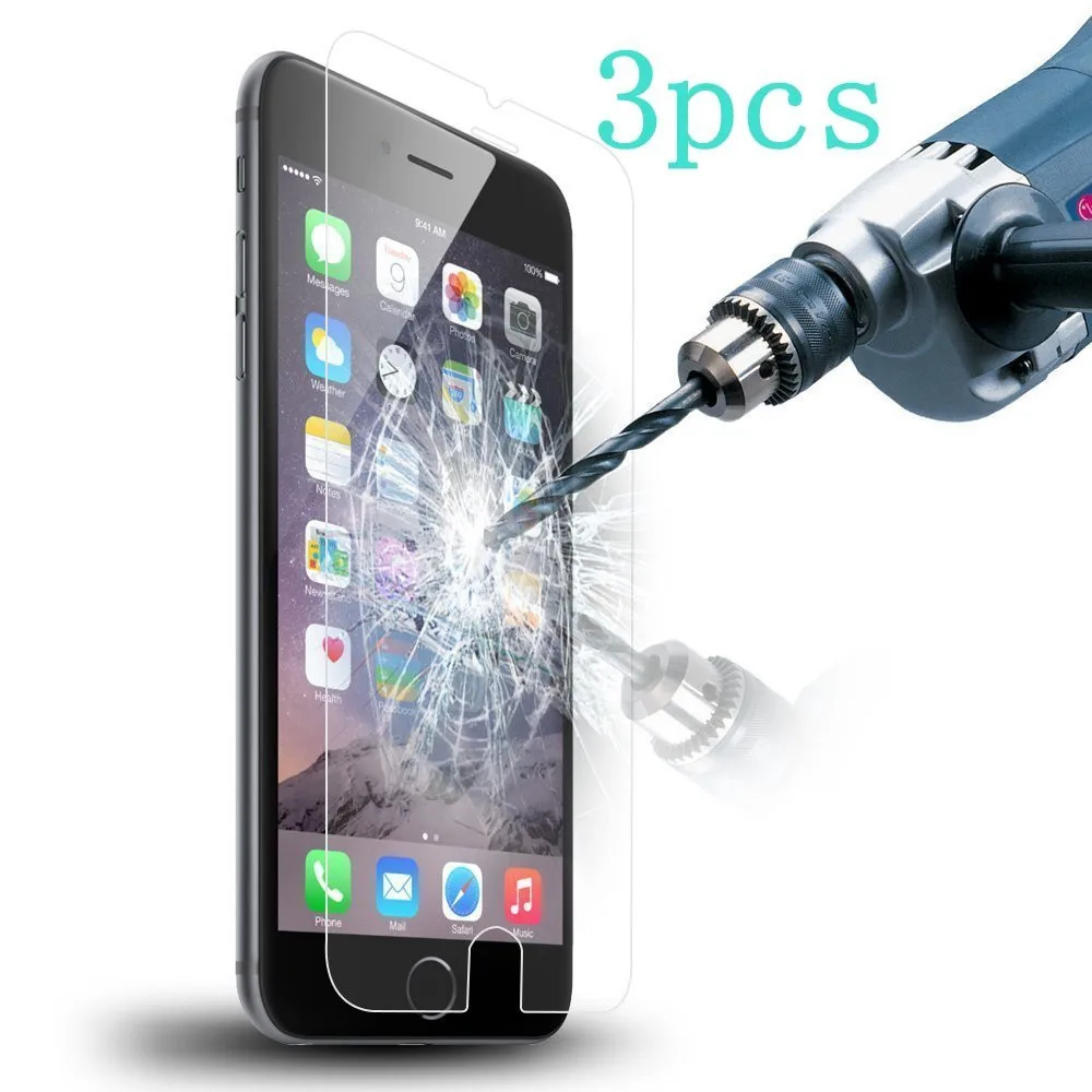

HD 9H Hardness Protective Dirtproof Explosin-proof 3PC 9H Genuine Tempered Glass Film Screen Protector for iPhone 6 6S 4.7inch