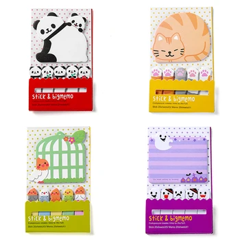 

Cartoon Cat Panda Memo Pad N Times Sticky Notes Notepad Cute stickers Escolar Papelaria School Supplies Bookmark Label