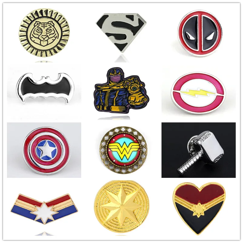 

Avengers Endgame Superhero Captain American Marvel Thanos Infinity Gauntle Pin Brooches Badge Cosplay Jewelry Gift for Women Men