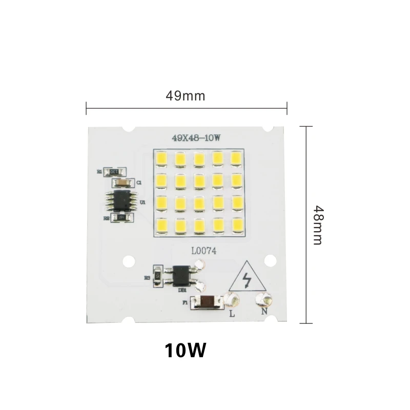 10W Умная Светодиодная лампа IC 2835SMD, 10 Вт, 20 Вт, 30 Вт, 50 Вт, 100 Вт, AC 220 В-240 в, сделай сам, для наружного прожектора, сада, холодный белый, теплый белый - Испускаемый цвет: 10W
