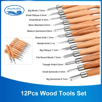 

12Pcs Wood Carving Chisels Tools Set, Carbon Steel Handle Wood Carving Tool Knife Kit Crafting Chisel for DIY Beginners Woodwork