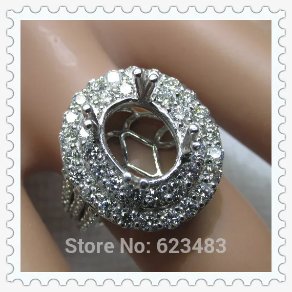 

Free Shipping Center stone 9Diamond7x7Diamond7mm Round Solid 18k White Gold Full Round Cut . Setting Very Beautiful Ring
