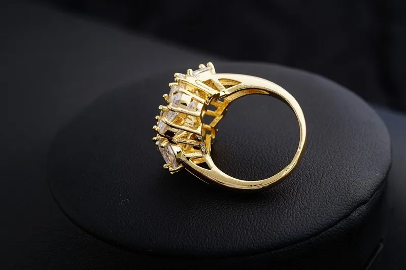 Yunkingdom белый циркон кольца для женщин золото Цвет Анель большое кольцо подарки