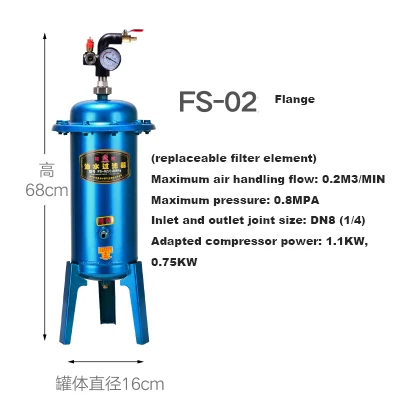 FS-01-03 масляный сепаратор для воздушного насоса Пневматический воздушный компрессор прецизионный фильтр для очистки сжатого воздуха - Цвет: Черный
