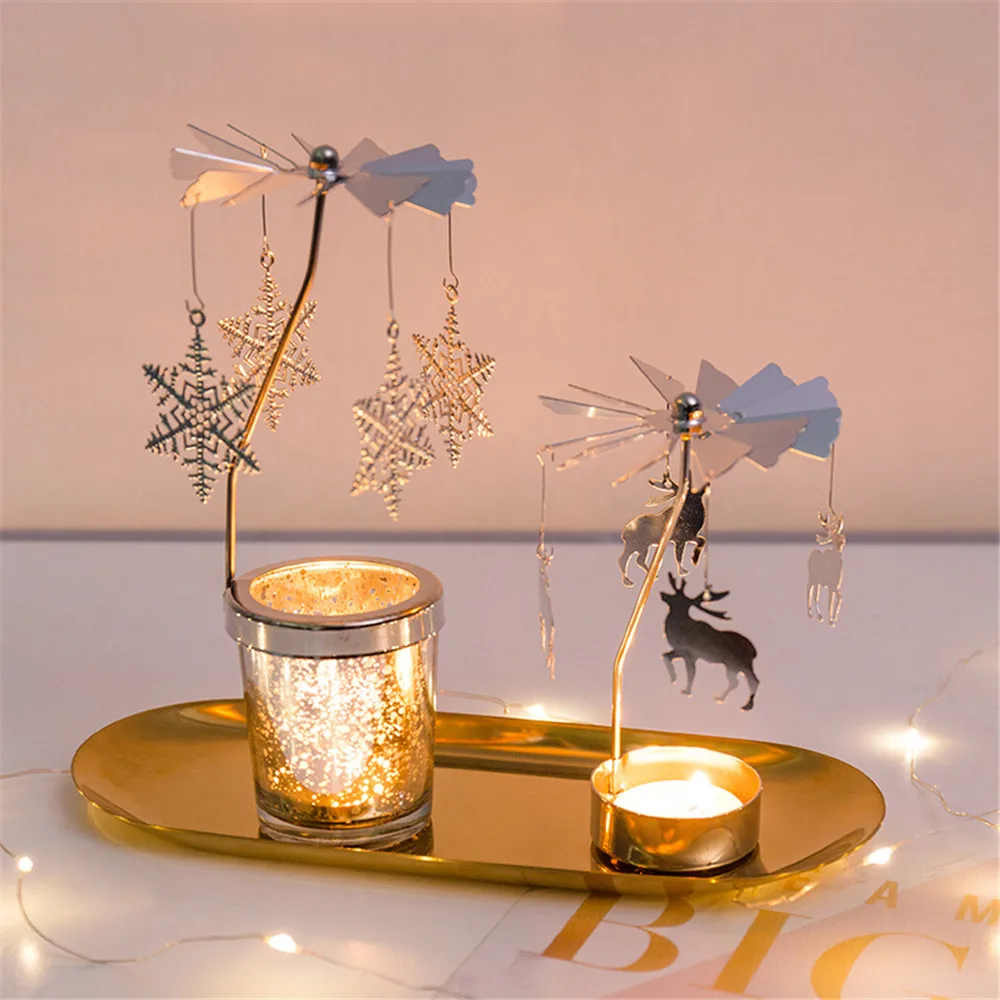 

Nordic Silver Rotation Candlestick Romantic Starry Sky Candle Cup Wedding Party Ornament Candle Holder Photograph Props