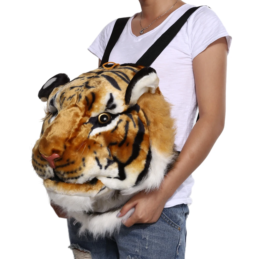 2017 3D Kepala Harimau Tas Ransel Kartun Hewan Singa Putih Wanita