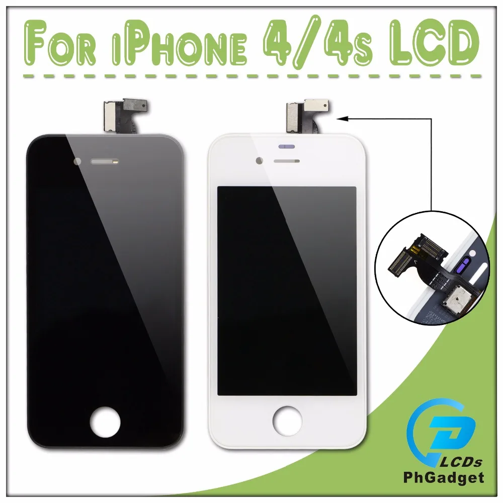 10PCS/LOT Touch Screen Display LCD For IPhone 4 4G 4S Replacement Black