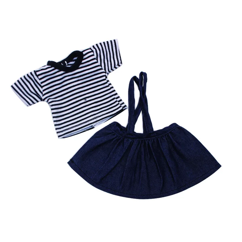 14,5 дюймовая юбка куклы для девочек, повседневное черное платье в полоску с короткими рукавами, Американская Одежда для новорожденных, игрушки для малышей x5