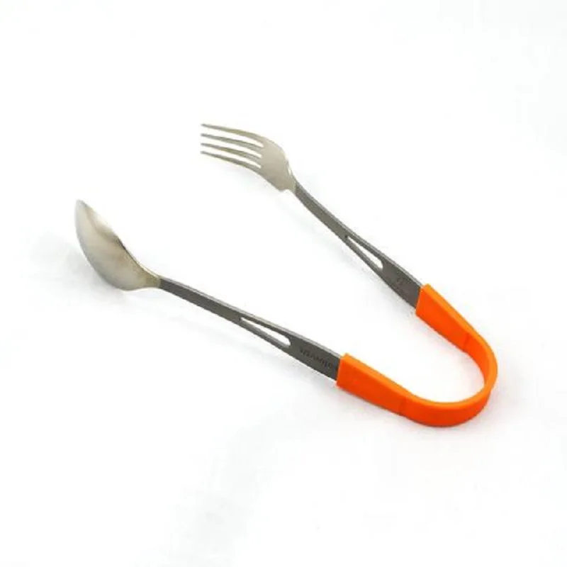 

TOAKS TITANIUM TITONGS SET Innovative Lightweight Spoon and Fork with Clip Connector For Outdoor Camping Picnic SLV-15