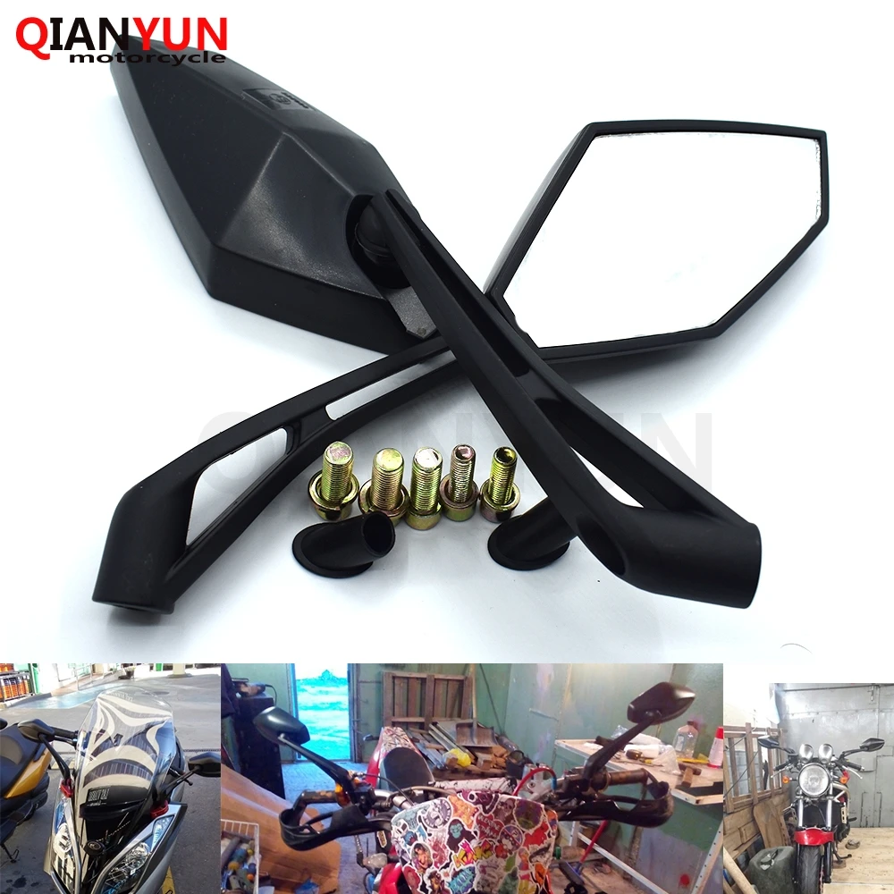 

Universal 8mm 10mm Motorcycle Rearview Mirrors Motorbike Side Mirrors For Kawasaki ZZR600 ZX6R ZX636R ZX6RR ZX9R ZX10R Z1000