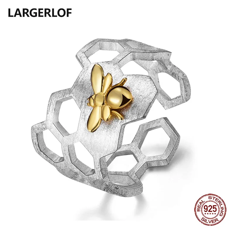 

LARGERLOF 925 Silver Ring Women Handmade Bee Ring Fine Jewelry Silver 925 Jewelry Ring Female RG45006