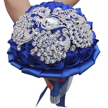 AYiCuthia великолепный кристалл Букеты Свадебные Ivory Rose невесты цветы искусственный сапфир жемчугом Свадебные букеты S105