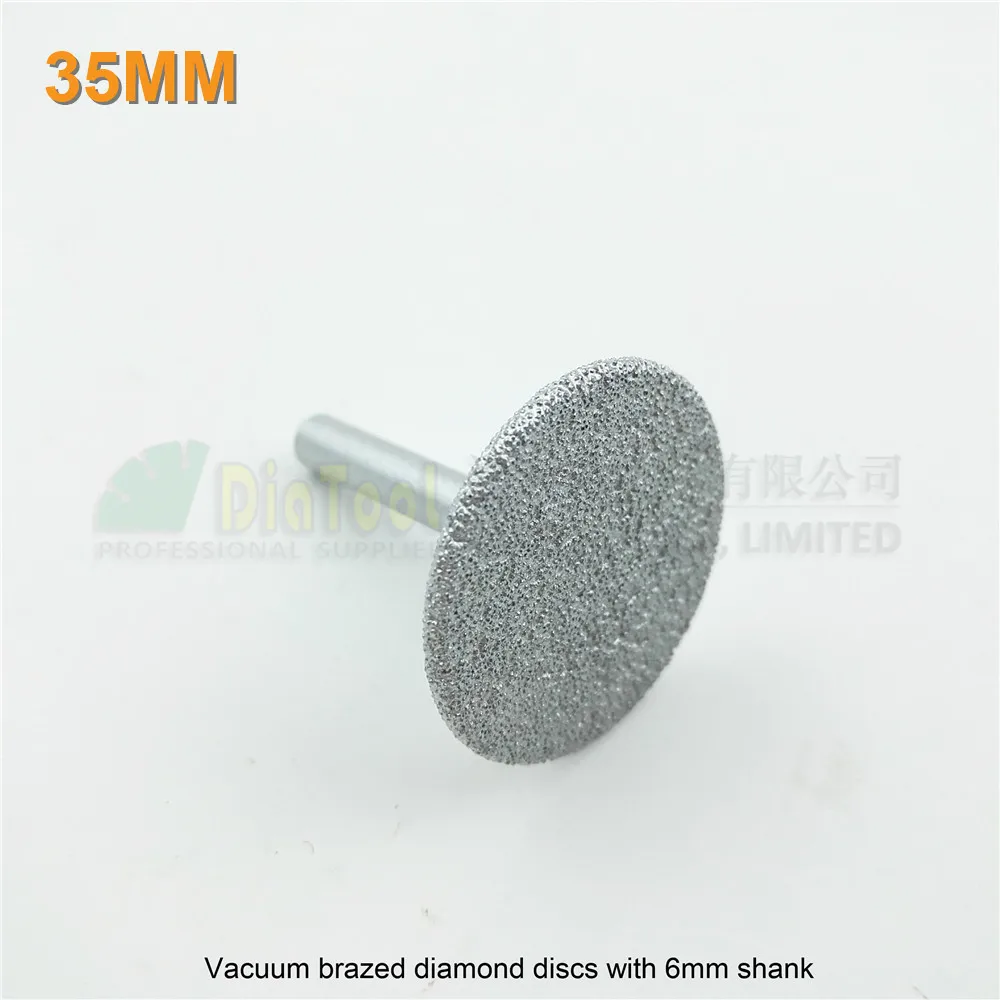 DIATOOL 3pcs/pk Dia35mm Vacuum Brazed Diamond Saw Blade 6mm Round Shank Diamond Disks Cutting Grinding Engraving Bits