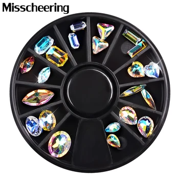 

1 Box Symphony Glitter 3D Nail Rhineston Decoration Crystal Charm Design Stone In Wheel DIY Manicure Nail Art Accessories