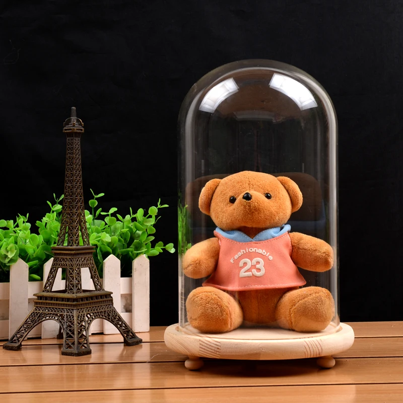 

9cm*15cm Small Size Glass Dome Vase Solid Wood Base Home Decoration Creative Glass Dome Friend Gift Wedding Decoration