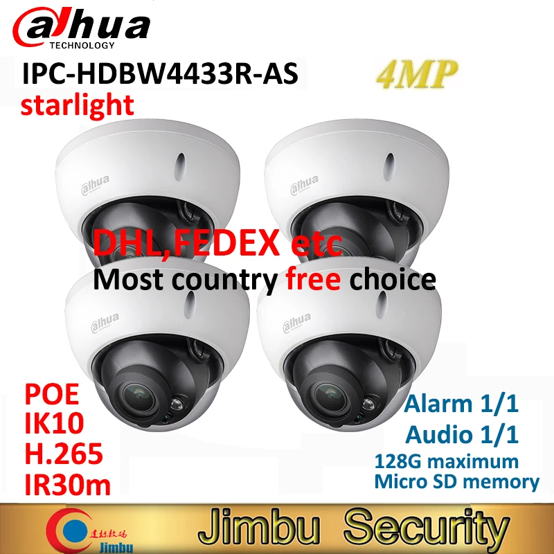 DaHua IPC-HDBW4431R-AS 4MP PoE Dome IP Camera Micro SD Audio IR 30M 3.6mm IP67
