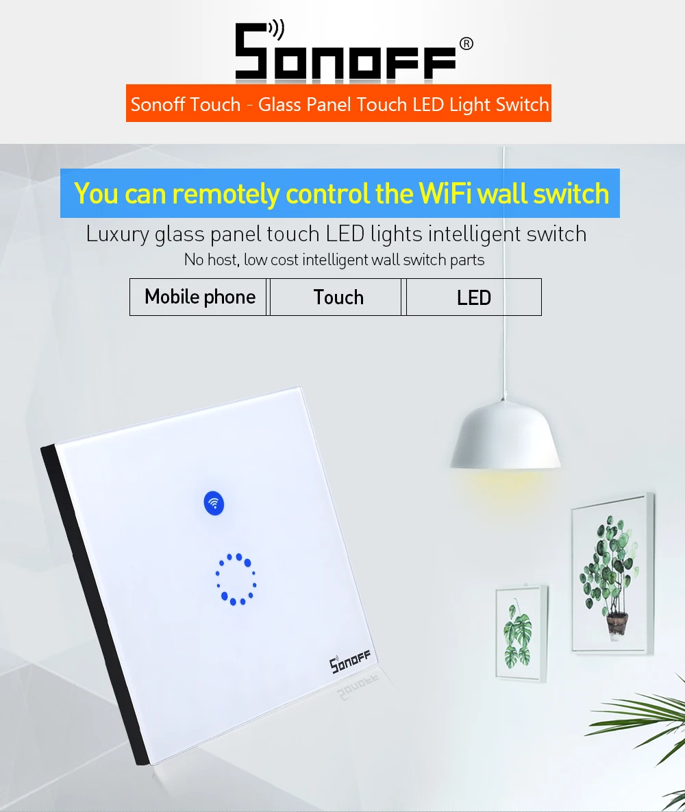 SONOFF Wifi умный настенный выключатель ЕС стеклянная панель сенсорный светильник Led 1 комплект беспроводной пульт дистанционного управления реле таймер розетка Google Home